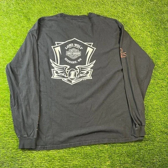 Y2K Harley Long Sleeve Never Faked XL Sleeve hits skull biker - Picture 7 of 7